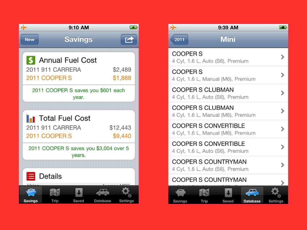 Fuel Savings Calculator screenshot