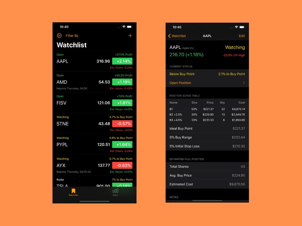 Growth Stocks screenshot