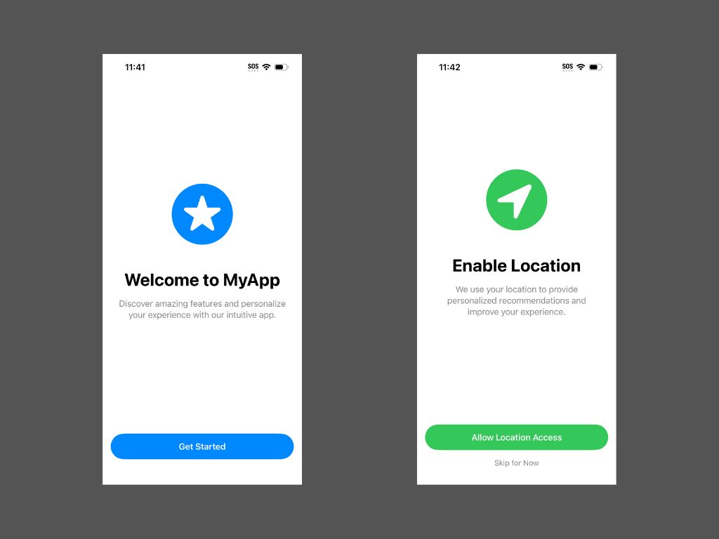 SwiftUI Onboarding screenshot